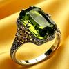 Creative Design Two-Tone Flower Ring - Inlaid Emerald Ring Women's Gemstone Ring Party Wedding Accessory Valentine's Day Gift