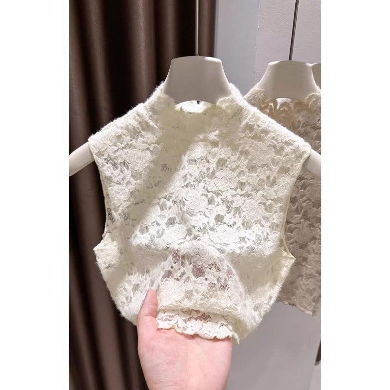Brushed Lace Sleeveless Vest Women's Spring and Autumn Fake Collar New Inner Layering Shirt