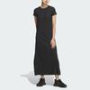 adidas Cool Feeling Logo Short Sleeve Dress, Quick-Dry Ribbed Crew Neck, Casual Sport Women Black JD5278