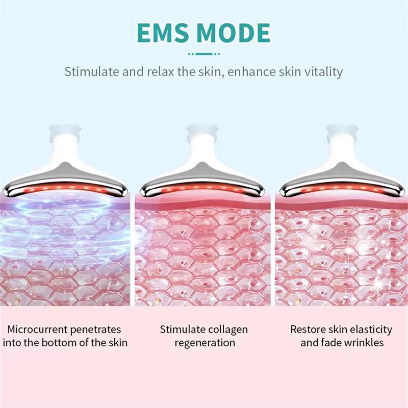 Portable 7 Color LED Face Neck Massager Vibration EMS Comfort Machine Thermal Cosmetic Skincare Accessory Tools Supply Equipment