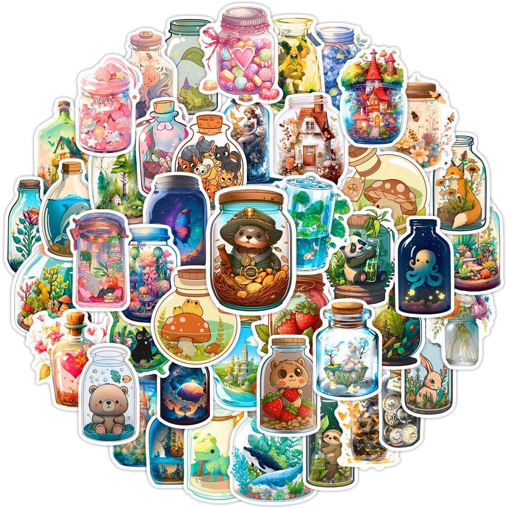 10/30/50/100pcs Funny World In a Bottle Cartoon Sticker Art Creative Decals Decorative Laptop Phone Journal Aesthetic Sticker