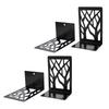 4PCS Book End Heavy Duty Iron Decorative Tall Bookend Support for Office School Home Gift Giving Black