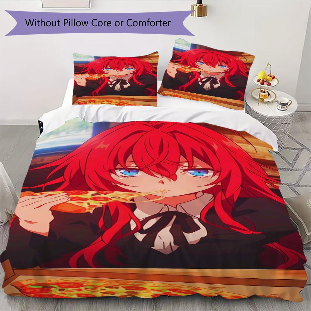 High School DxD Pattern Bedding Uilt Set Uilt Cover Pillowcase Home Decoration Birthday Gift (1 * Duvet Cover + 2 * Pillowcase Without Core)