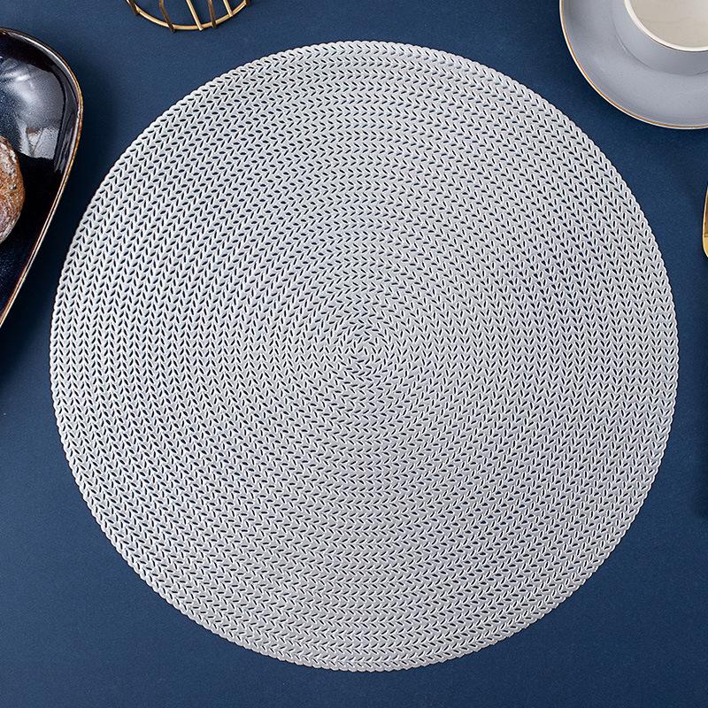 Round Hollow PVC Placemat Wind Coaster Insulated Dining Table Mat Non-Slip Bowl Mat Wheat Western-Style Placemat