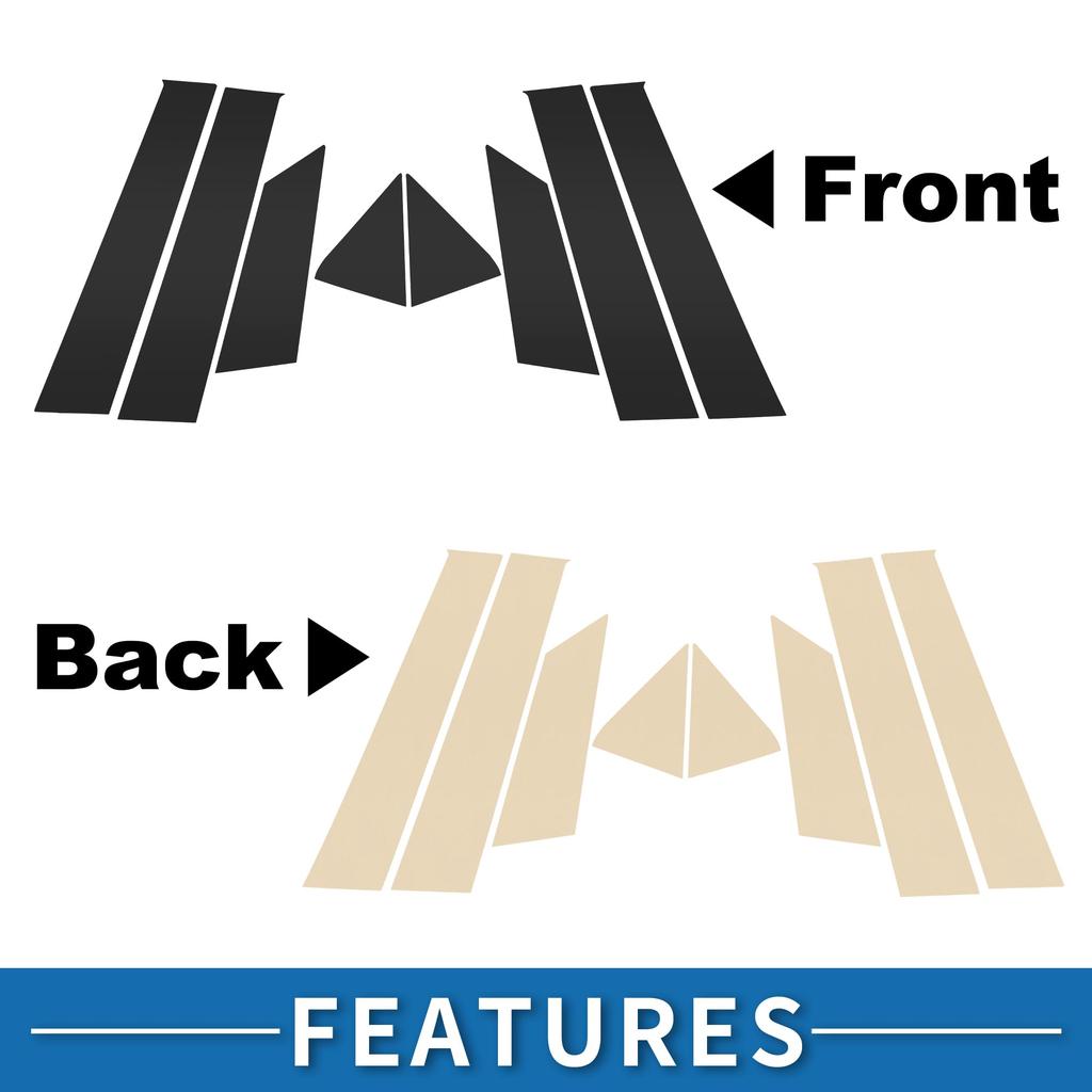 ABSOPRO Door Pillar Window Trim Stickers for Pillar Door Outer Exterior Covers for Ford EcoSport Black Anti-Scratch Posts, 2018-2022,