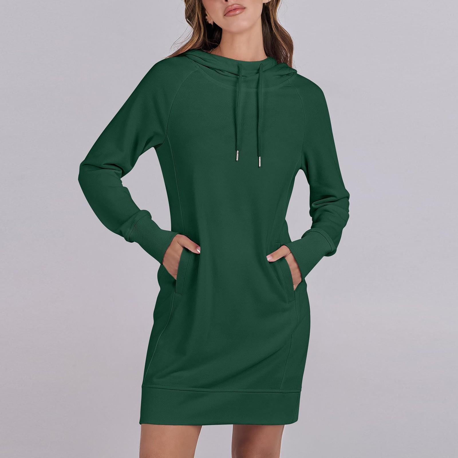 

Женские осенние топы с длинным рукавом, круглый вырез, лоскутная толстовка, повседневные платья с рукавом реглан и капюшоном M