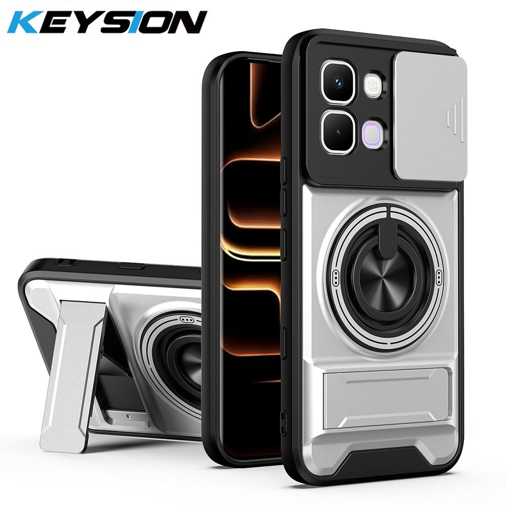 KEYSION Magnetic Phone Case for Infinix Note Edge 5G Slide Camera Protection Upright Kickstand 360° Ring Shockproof Back Cover