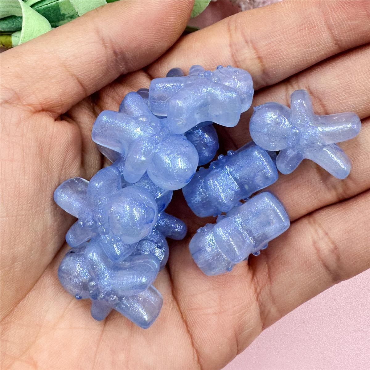 

Свободные бусины, подарки, модные аксессуары, сделай сам, креативный персонаж мультфильма, 10 шт., аксессуары для мобильных телефонов, украшенный милый мультяшный акриловый снеговик синий