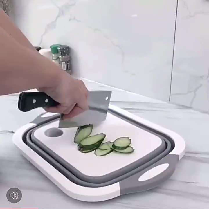 3-In-1 Multifunctional Folding Cutting Board Kitchen Supplies Sink Wash Basin Drain Basket Portable Folding Cutting Board