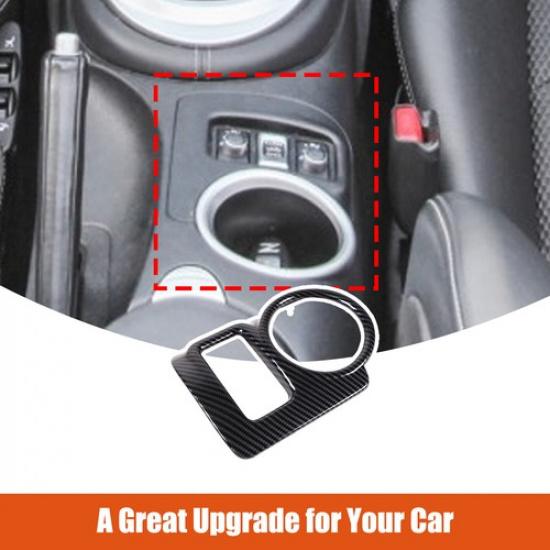 ABS Carbon Fiber interior Center Cup Holder Cover Trim For Nissan 370Z 2009-20