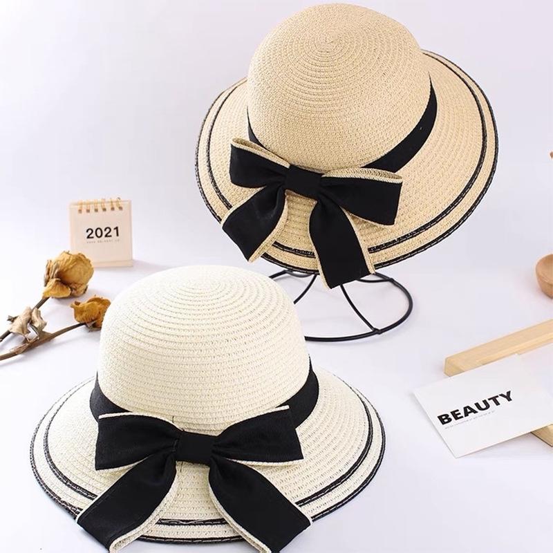 Zealous Sole Women's Panama Hats Beach Straw Hat With Large Brim, Sun Shading, And Fashionable Outdoor Bow Summer Cap H65 56-58Cm