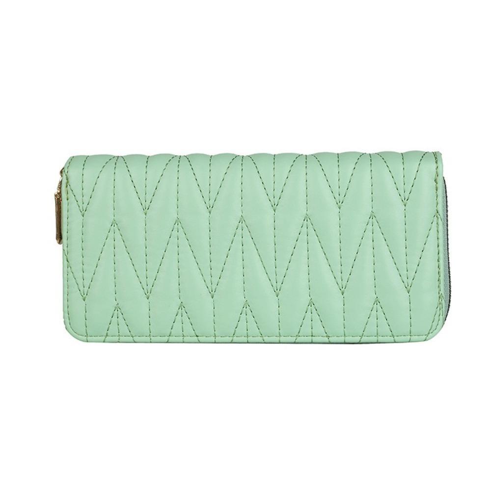 

Zipper Long Wallet Solid Color Women Card Holder New Card Storage Bag зелений