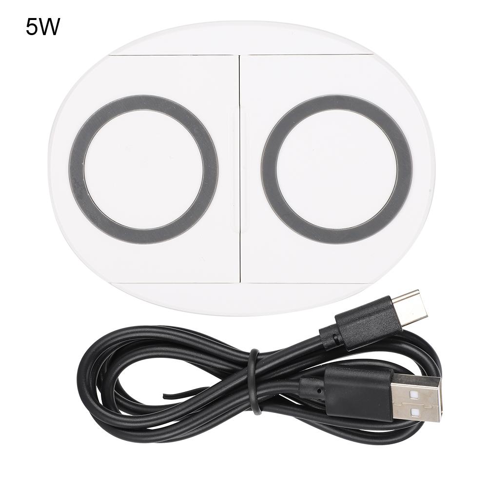 K8 Desktop Wireless Dual Charger Mobile Phone Fast Charging Base with Data CableWhite 5W
