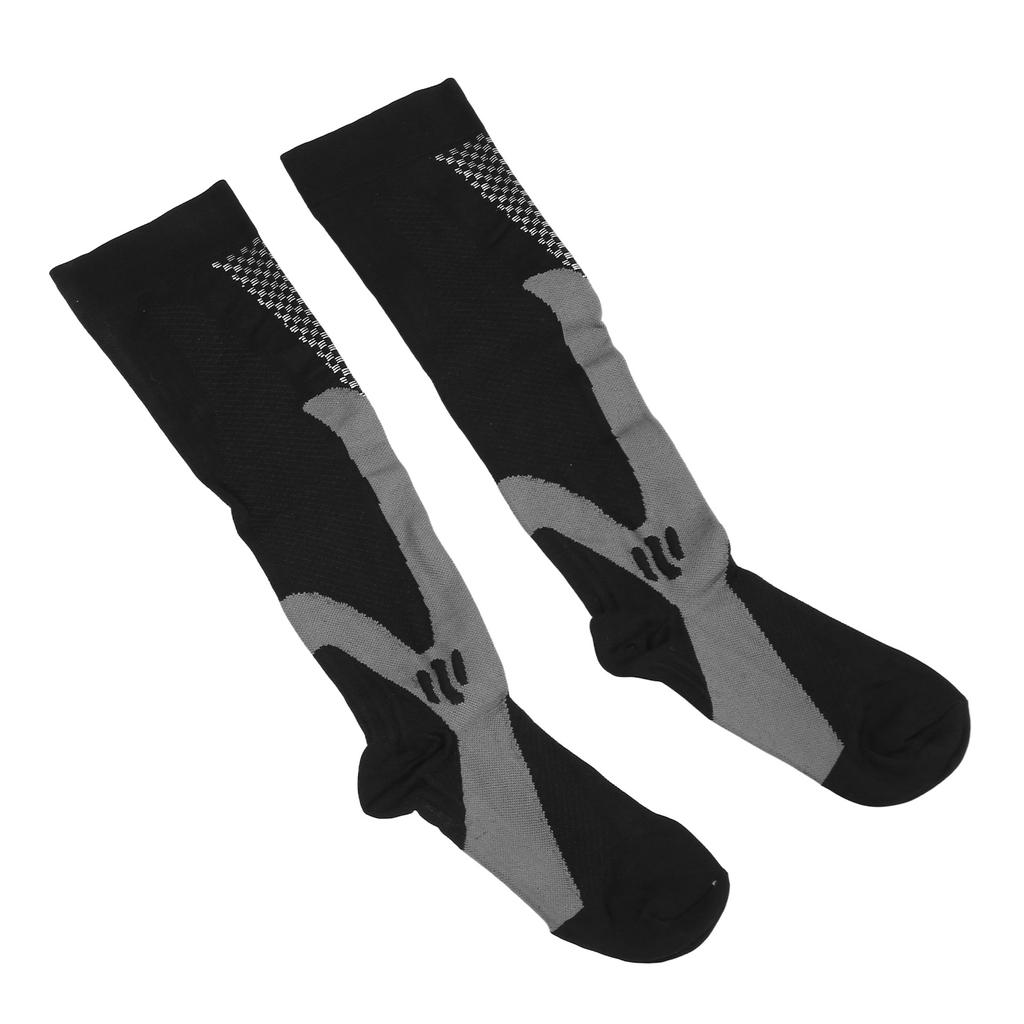 2pcs Calf Compression Socks Knee High Prevent Slip Soft Breathable Nylon Elastic Calf Compression Sports Socks L XL