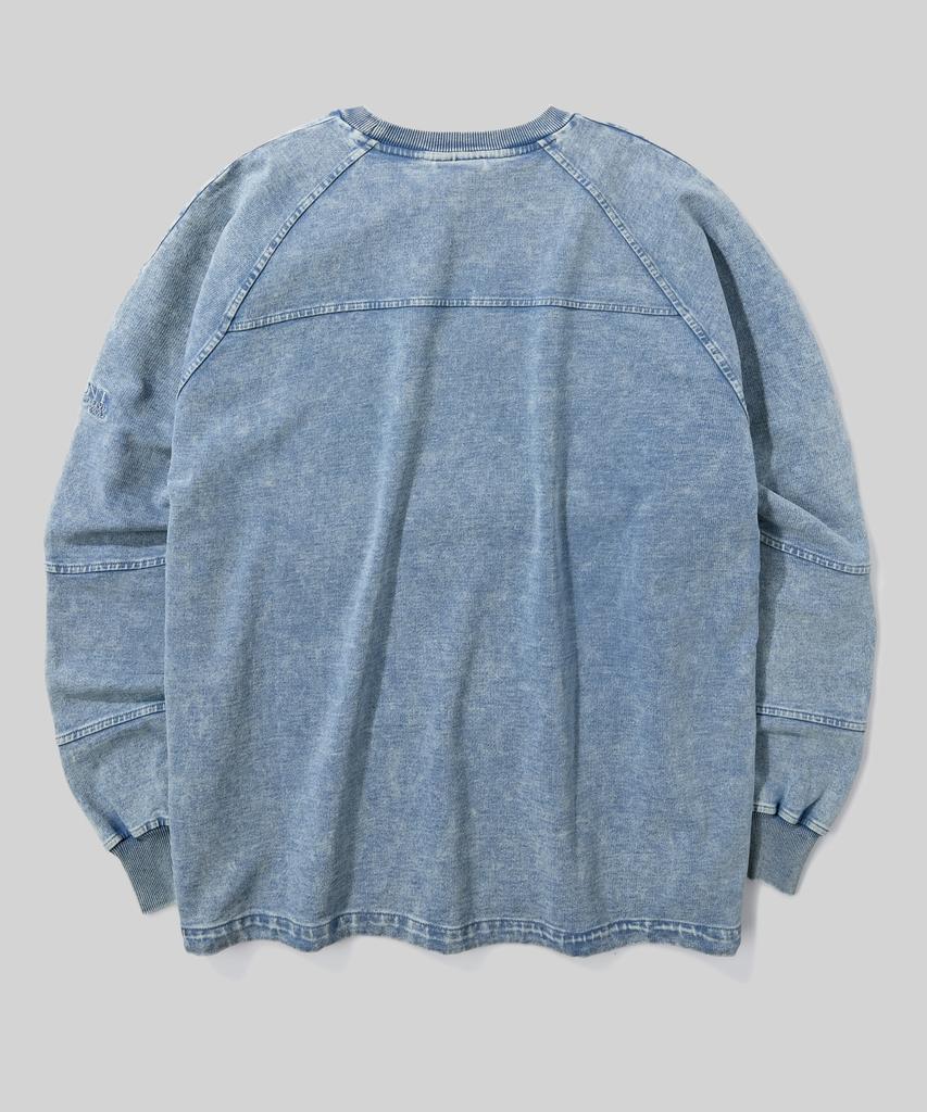 Beodeonteu Knit Denim Washed Sweatshirt [Light Blue]