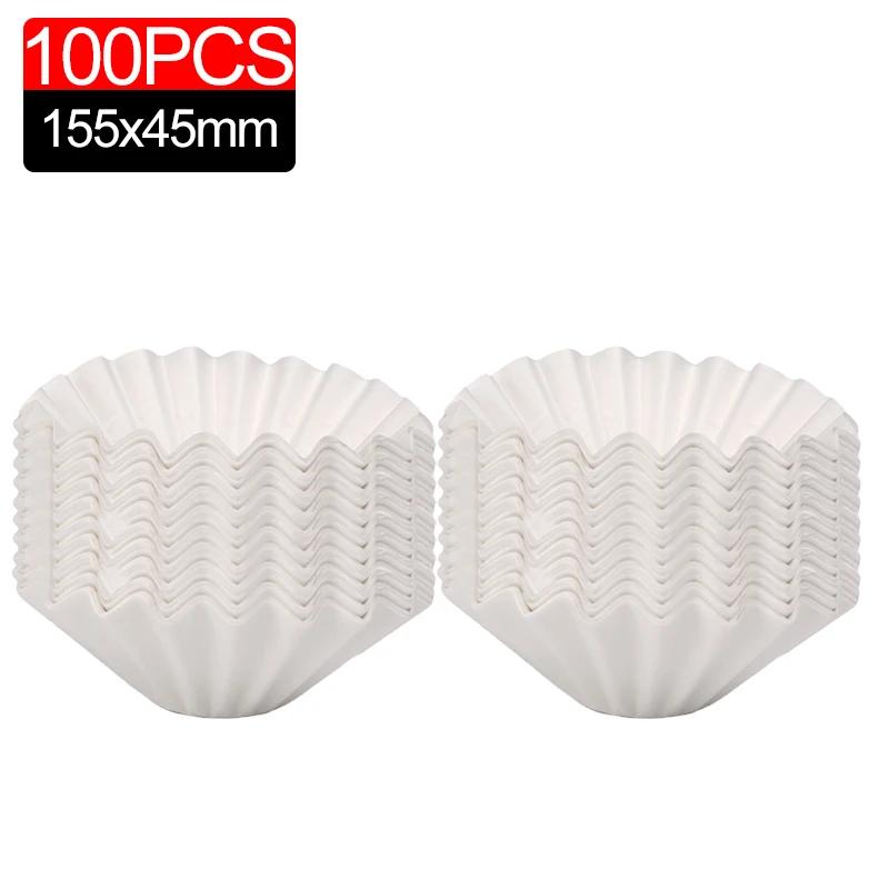 50/200Sheets White Coffee Filters Single Serving Paper for Coffee Machine 15CM White Filter Paper Cake Cup Coffee Paper Bowl