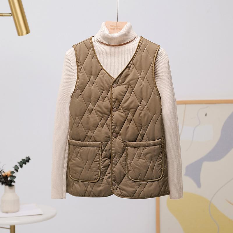 New Cotton Vest Women's Short Autumn and Winter Wear Sleeveless Jacket Cardigan Cotton Vest Fashionable Velvet Loose Vest