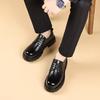 Thick Soled Business Formal Shoes Casual Non Slip Leather Shoes For Mens Comfortable Black Leather Shoes  JZ-666-66