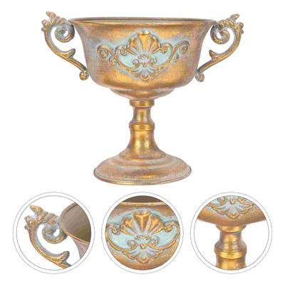 Table Vintage Vase House Plants Iron Garden Urn Planter European Style Flower Bucket