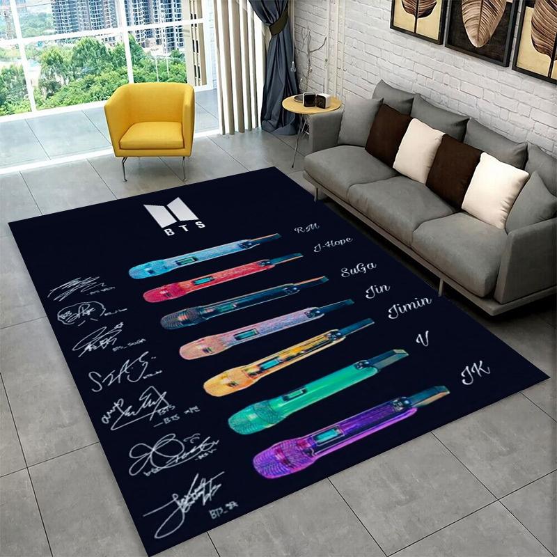 Tappeto Kpop B-BTS Gruppo di Moda Tappeto Stella per Sala Giochi Camera da Letto Soggiorno Divano Decorazioni per la Casa, Tappeto per Area Bambini Tappetino Antiscivolo
