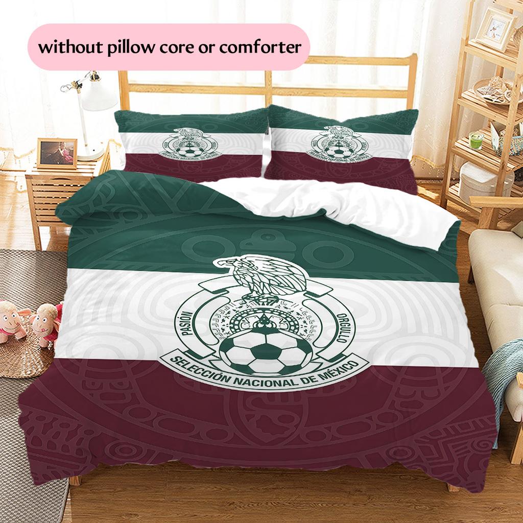 Mexico national football logo Pattern Bedding Home Decoration Birthday Gift (1 * duvet cover + 2 * pillowcase, without core),fan merchandise.