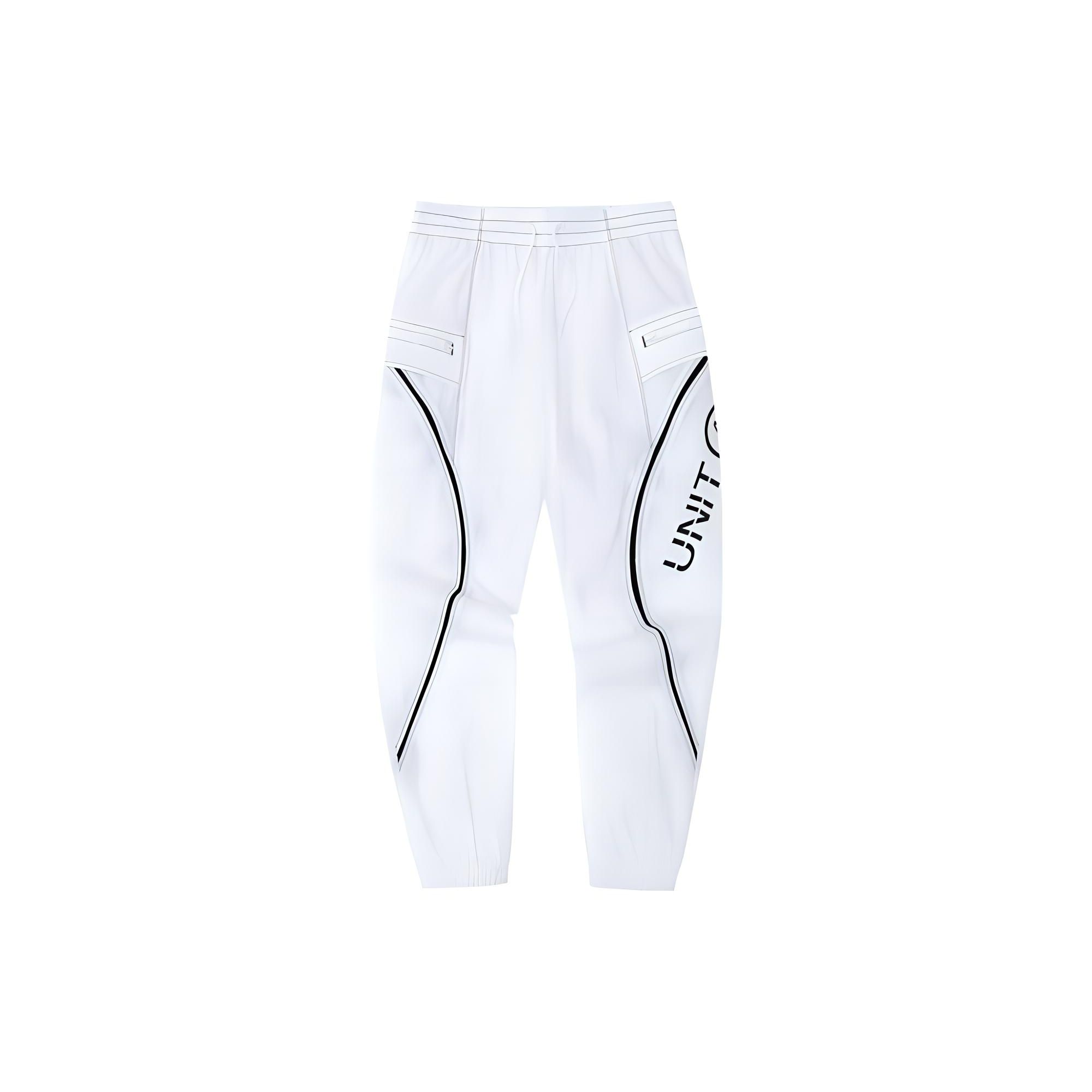 

Anta Training Series Printed Letter Striped Drawstring Cuffed Knit Sports Pants Women Bottoms White 162237509-1
