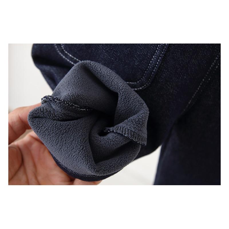 2025 Winter Korean-Style Denim Composite Velvet Overalls for Boys and Girls