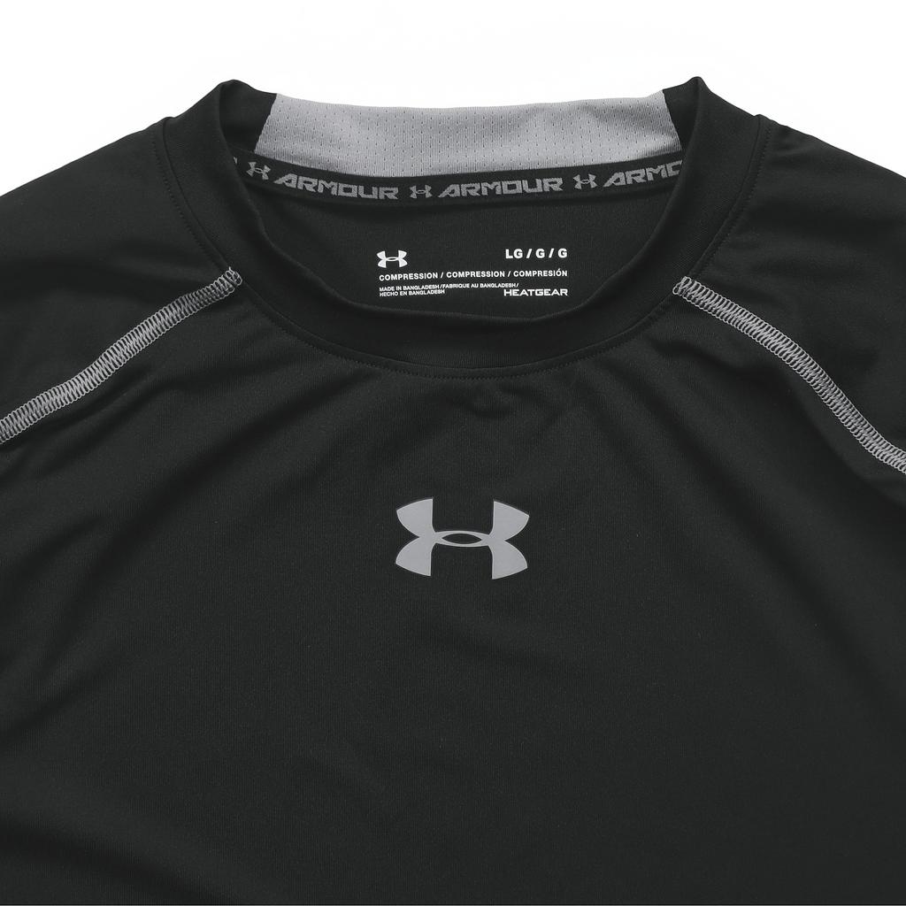 Under Armour Solid Color Short Sleeve Fitness Shirt Men Tops Black 1257468-001