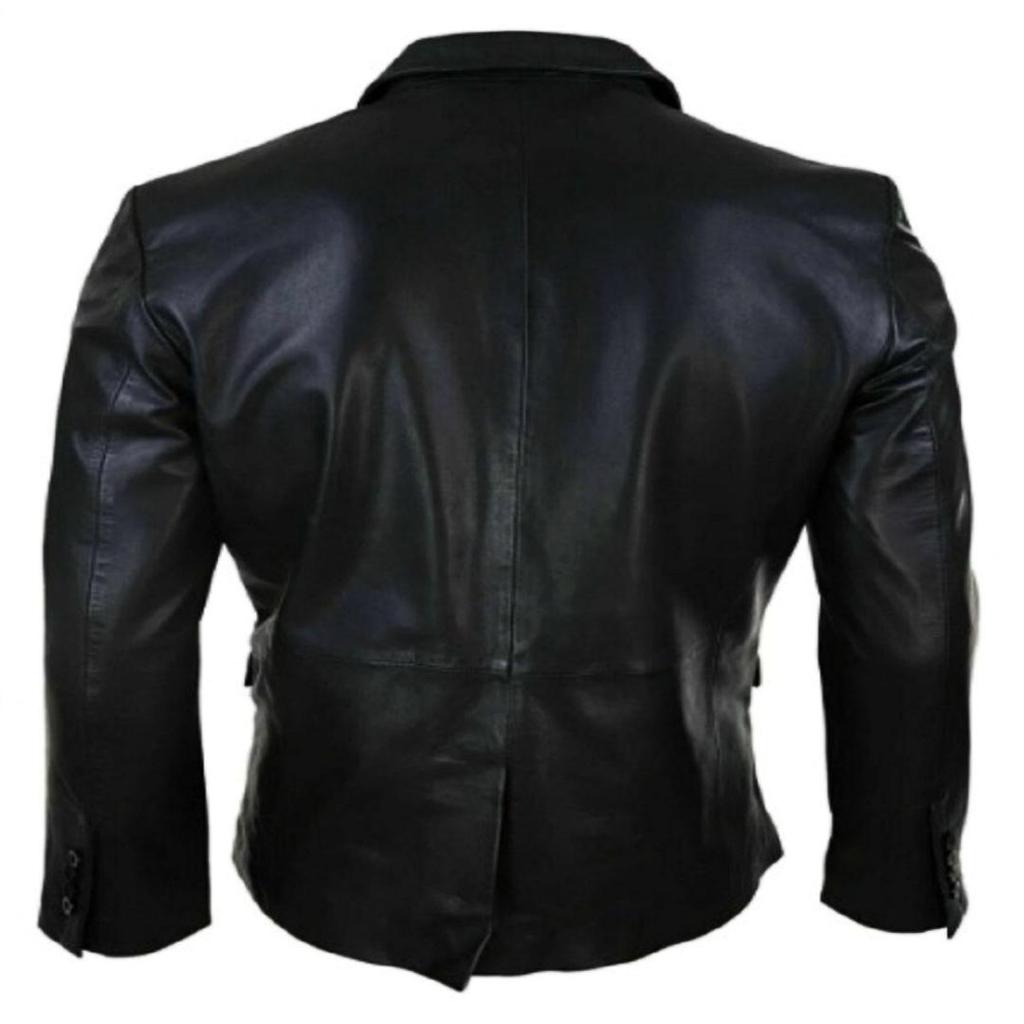 Mens Leather Blazer | Black Formal Blazer, Western Meeting Party Blazer | Slim Fit Real Leather Coat | Gift For Winter, Christmas