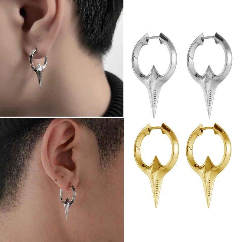 Punk Rock Men Women Taper Spikes Rivet Huggie Hoop Earrings Gold Silver Color Small Geometry Ear Hoop Jewelry Accessory