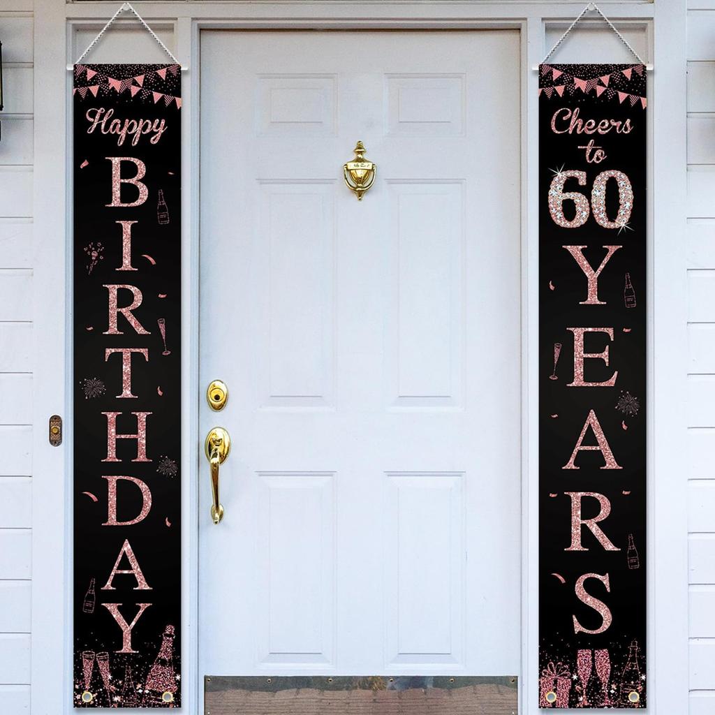 Happy 40th Birthday Door Banner Porch Sign Rose Gold, Cheers to 40 Years Birthday Party Decorations Supplies for Women
