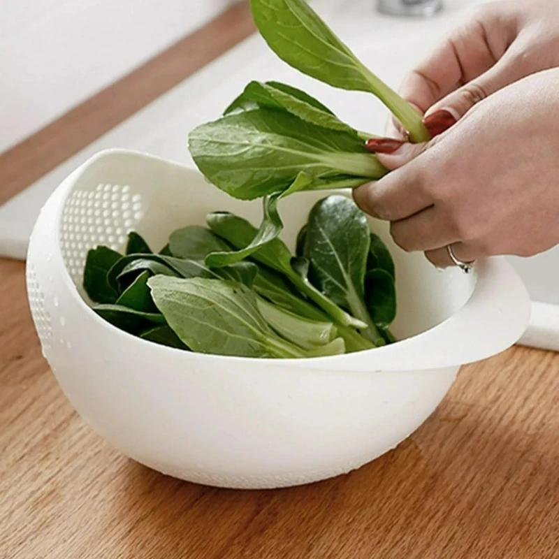 1/3pcs-Colander Rice Bowl Drain Basket Fruit Bowl Washing Drain Basket with Handle Washing Basket Home Kitchen Organizer Skims