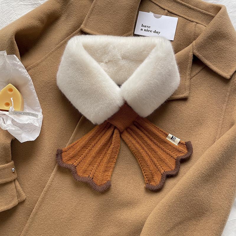 Soft waxy imitation rabbit hair knitted wool scarf female winter tide mermaid versatile student scarf