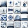 Indigo watercolor floral pattern Doublesided Printed pillow cover Short plush Suitable living rooms sofas throw cushion cover