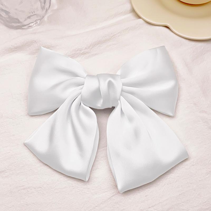 

Женские элегантные заколки для волос с бантами из атласной ленты, однотонные заколки-банты для девочек, корейские заколки для волос в виде фей, головные уборы для вечеринок, аксессуары для волос белый