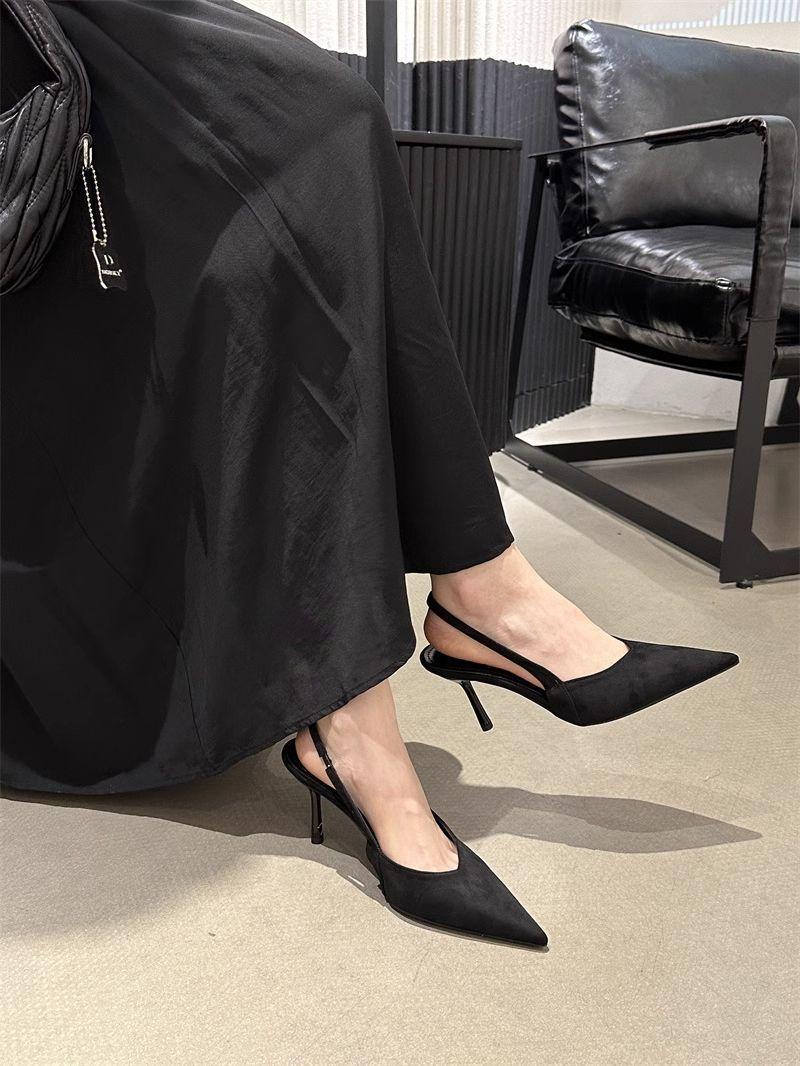 

Модные леопардовые туфли-лодочки на высоком каблуке, женская летняя обувь, крутые шлепанцы, новинка 2025 года, французский темперамент с сандалиями 40