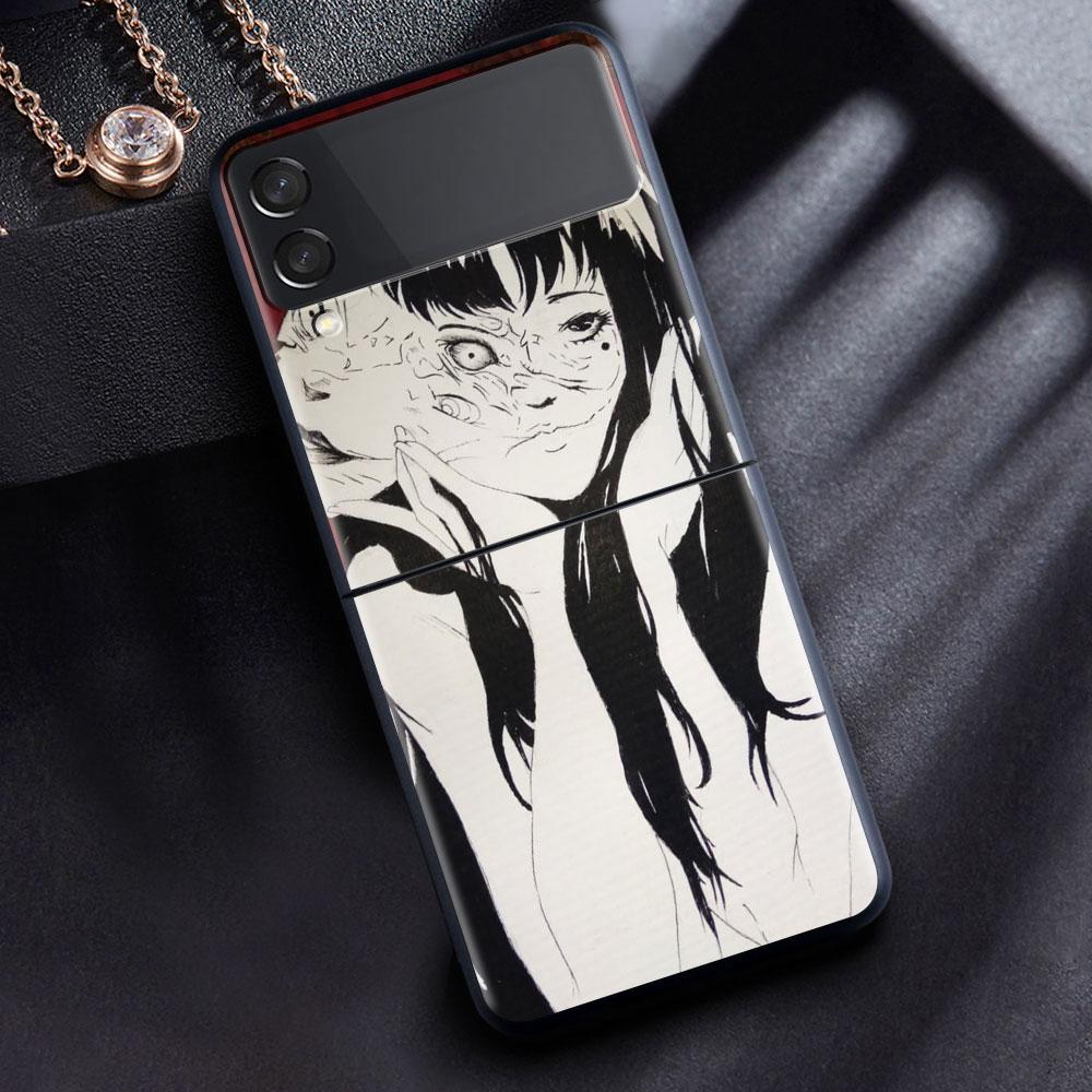 

Чехол для телефона Samsung Galaxy Z Flip 3 5G, черный твердый чехол ZFlip 3, роскошный противоударный чехол-бампер, Fundas Comic Junji Ito Tomie Samsung Z Flip 3
