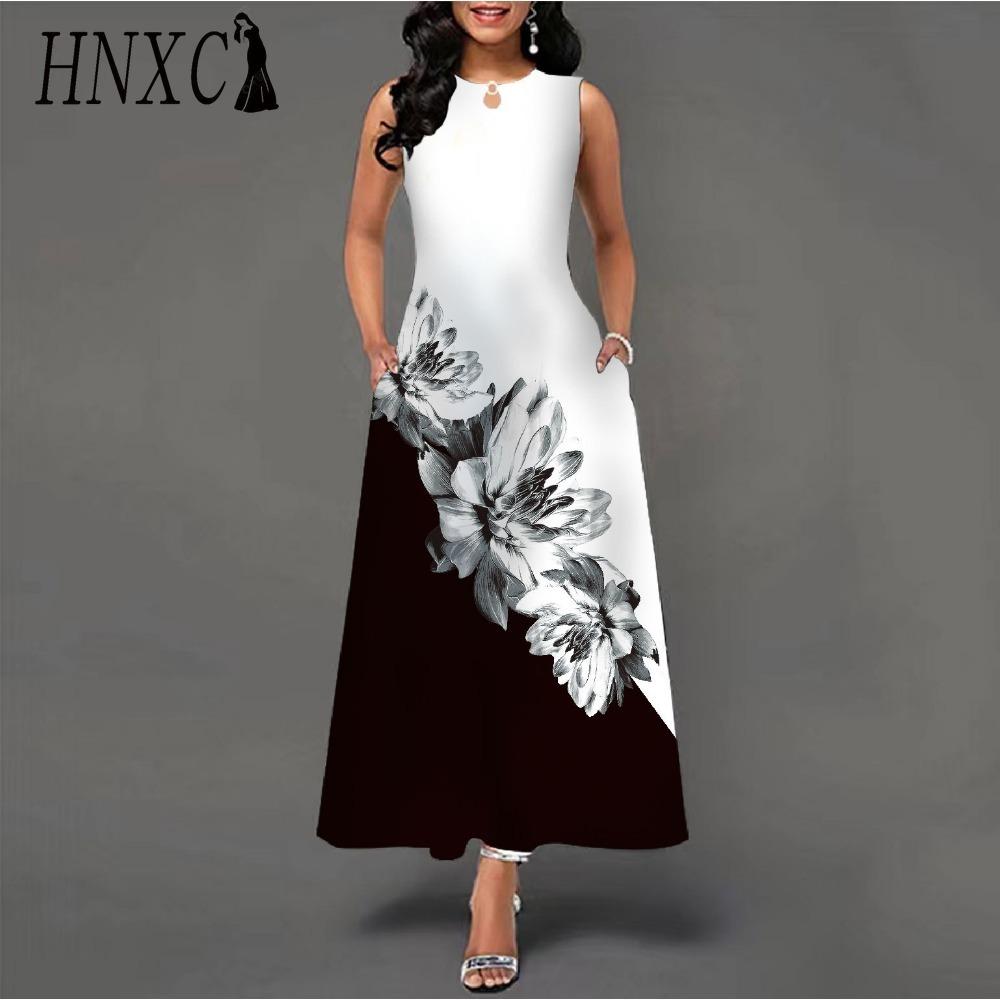 HNXC 48 barev Nové dámské volné vintage květinové volánové šaty Befree šaty Velká letní párty Tílka Elegantní maxi šaty