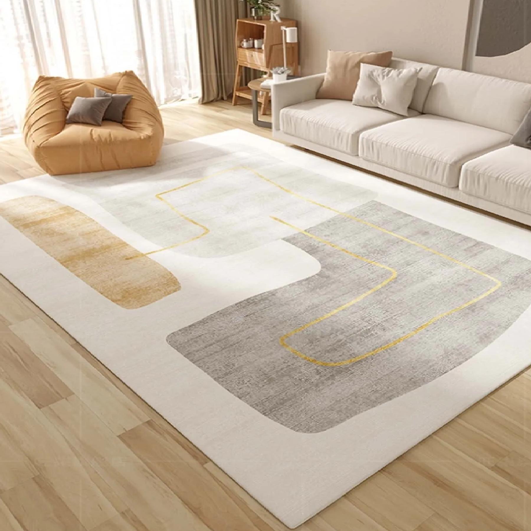 

EPeddler Home Modern Line Цифровая печать Моющаяся нескользящая кожаная основа Новое поколение гостиной, кухни, прихожей Ковер 50 x 80 cm бежевый/золотой вегас