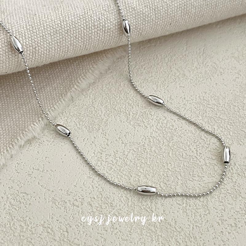 

Cuiyan S925 Silver Minimalist Rice Bead Necklace - Women s Fashion Clavicle Chain