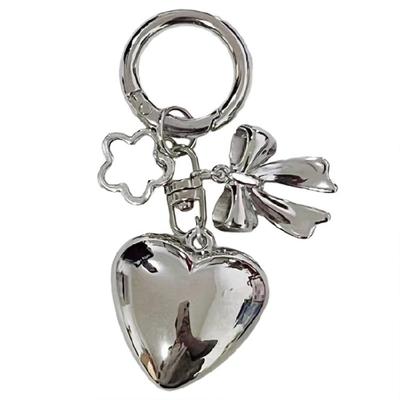 Modern Heart Key Chain with Stylish Bowknot Pendant for Bag or Key Accessory
