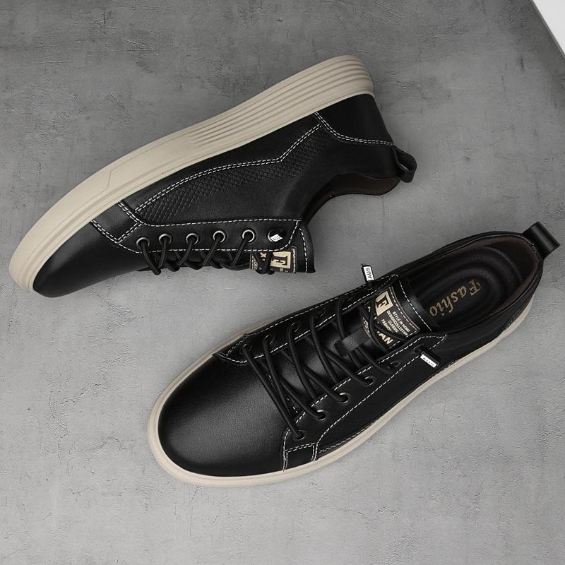Genuine Leather Men Sneakers New Style Casual Shoes Trend Versatile Skate Shoes Korean-style Outdoor Footwear Leisure Walk Flats