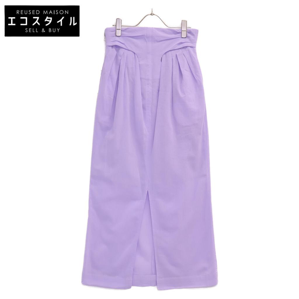 Mame Kurogouchi [/22Stainless Steel] MM22Stainless Steel SKO42 Crepe Hole High Waist Skirt 2 Light purpleUsed