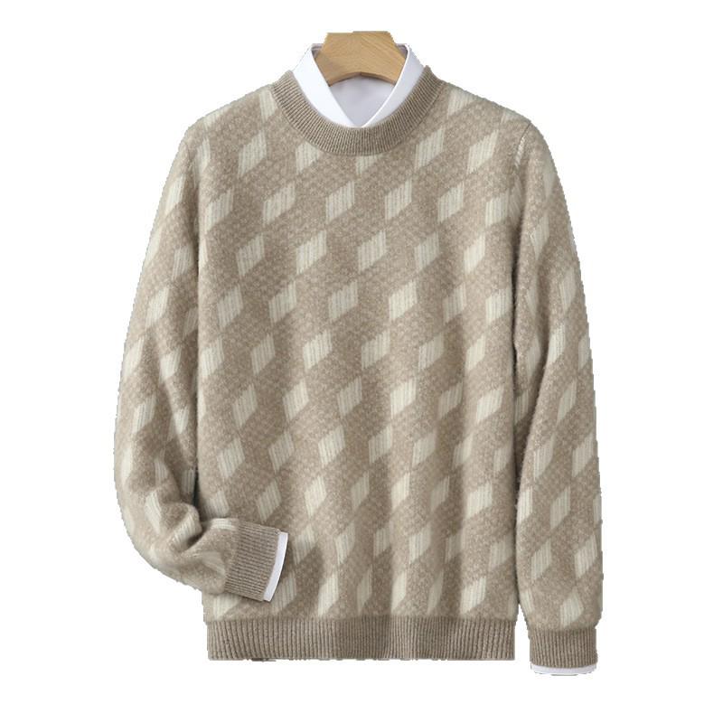 2025 Men's Autumn/Winter 100% Wool Jacquard Knit Sweater