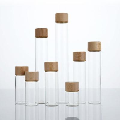 With Wood Lids Glass Sealed Spice Jars Dispensing Bottles Round Spice Jar