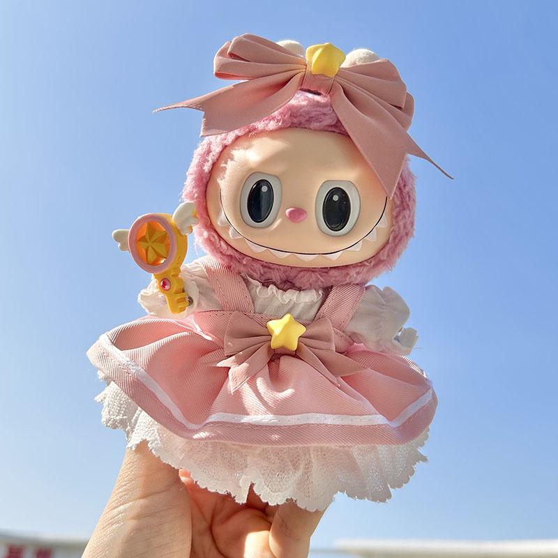 17cm Labubu Doll Clothes: Ice Cream Overalls - Cute Pendant Blind Box