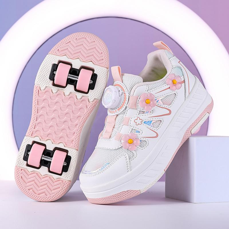 Four-wheel Runaway Shoes Girls Sports Pulley Shoes New Spring Burst Wheels Children's Skating