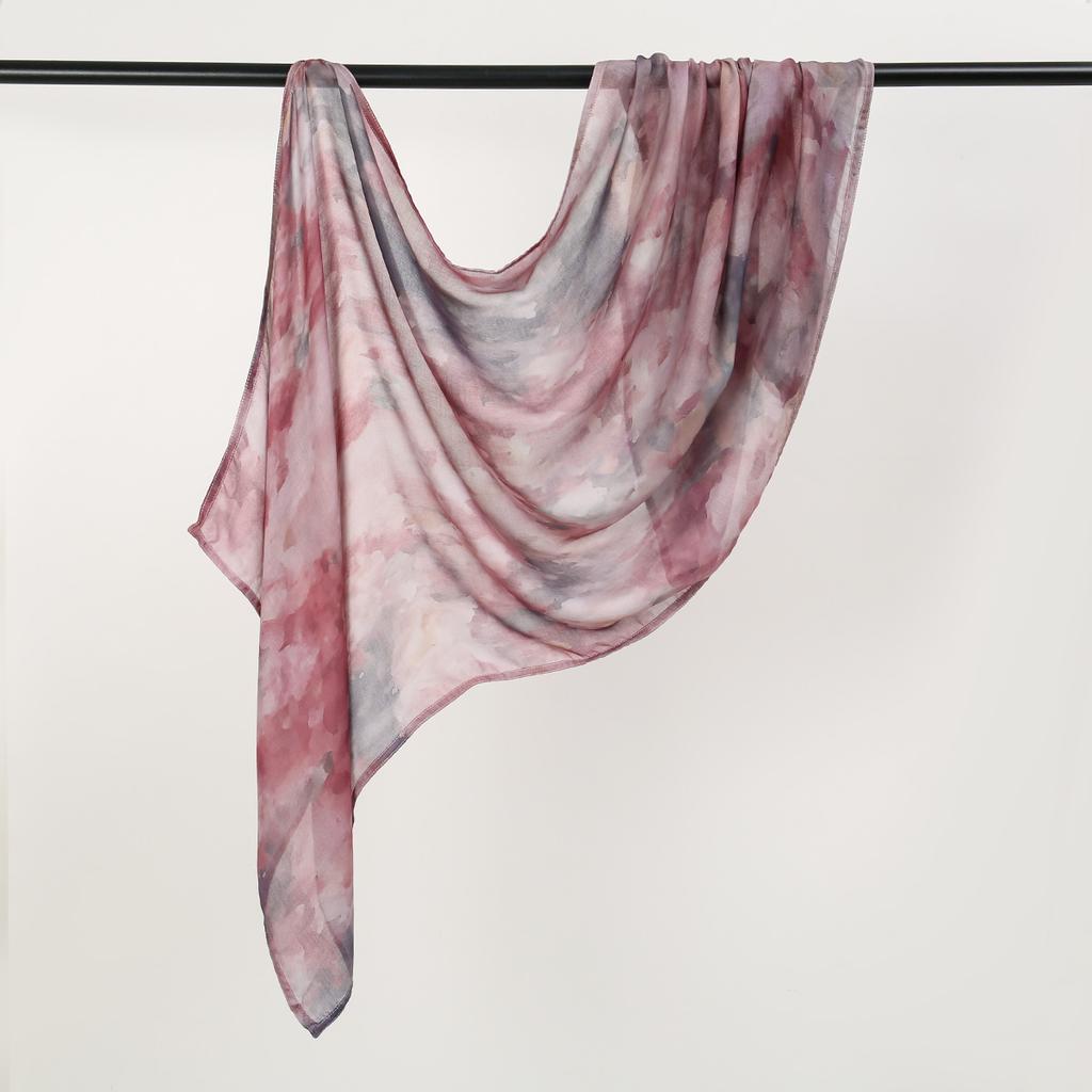 New Watercolor Printed Voile Hijab Scarf For Woman Muslim Hijabs Shawl Fashion Long Wraps Female Headband Ethnic Islam Ramadan