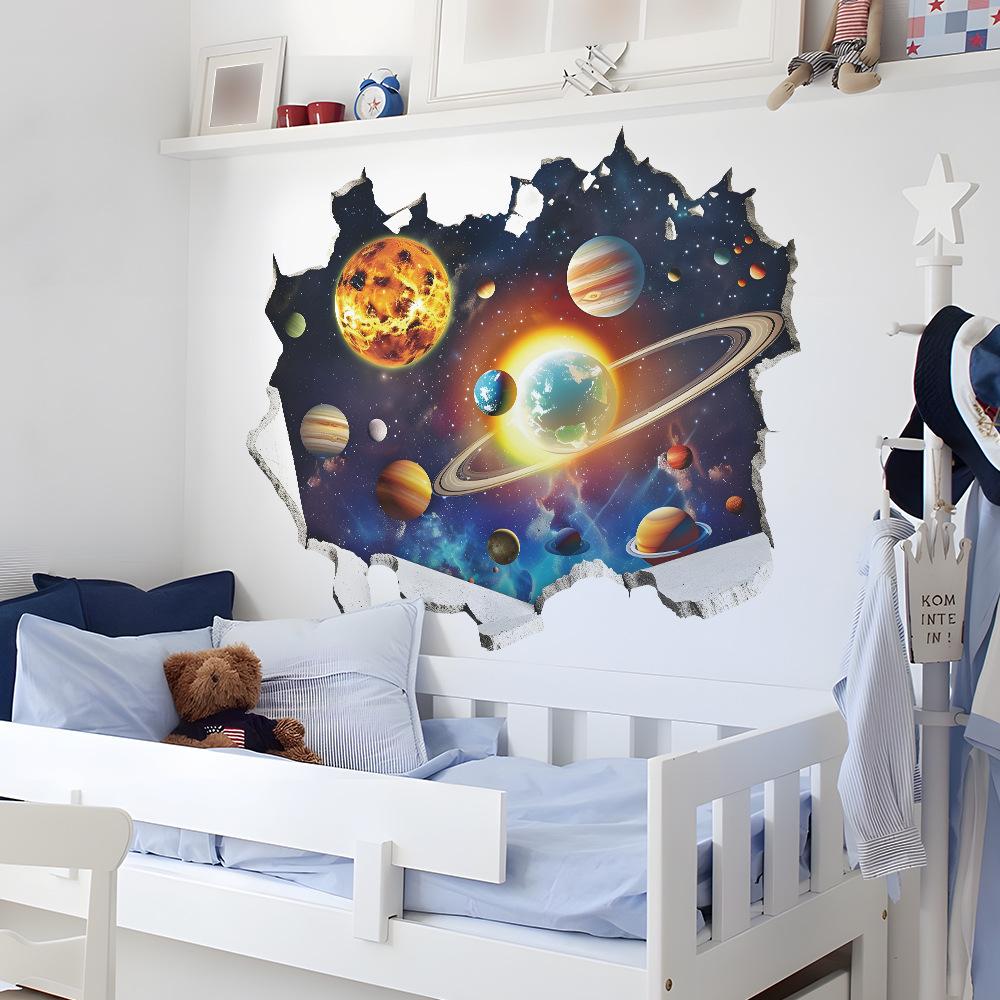 Broken Wall Planet Universe Children's Bedroom Home Background Wall Landscaping Decorative Wall Stickers