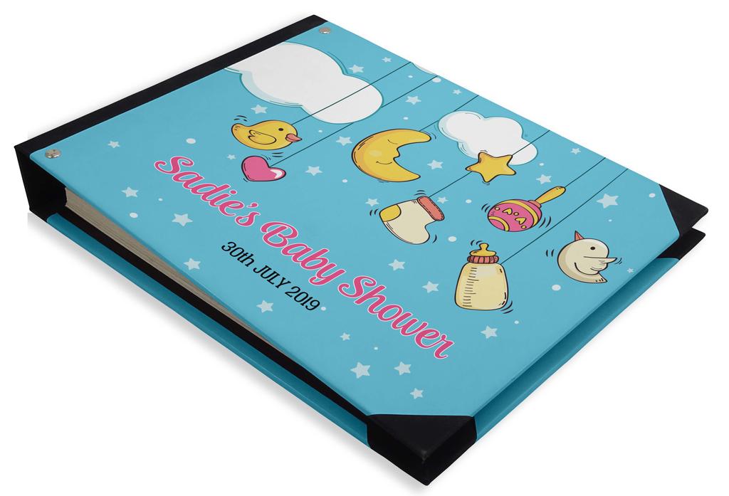 Darling Souvenir Blue Seamless Heart & Baby Objects Personalized Printed Baby Shower  Guest  Book  Scrapbook-7 x 9